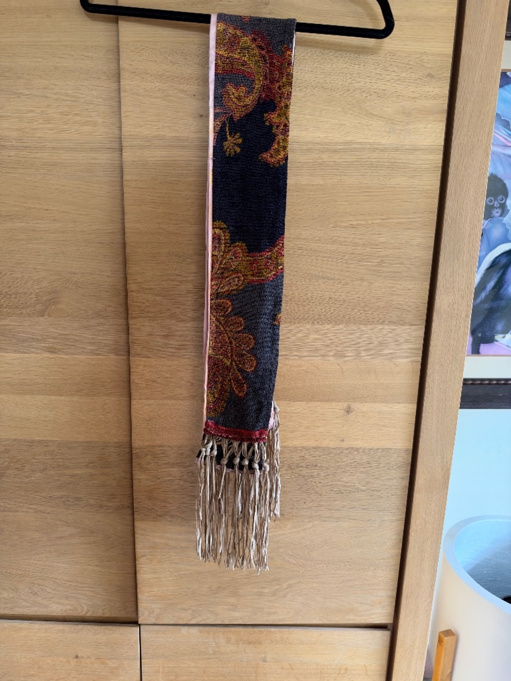 Vintage VOYAGE - Luxury Brand from France - Paisley Leather-Fringed Scarf